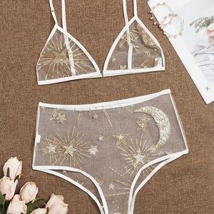 NWOT Sheer Star Glitter Lingerie